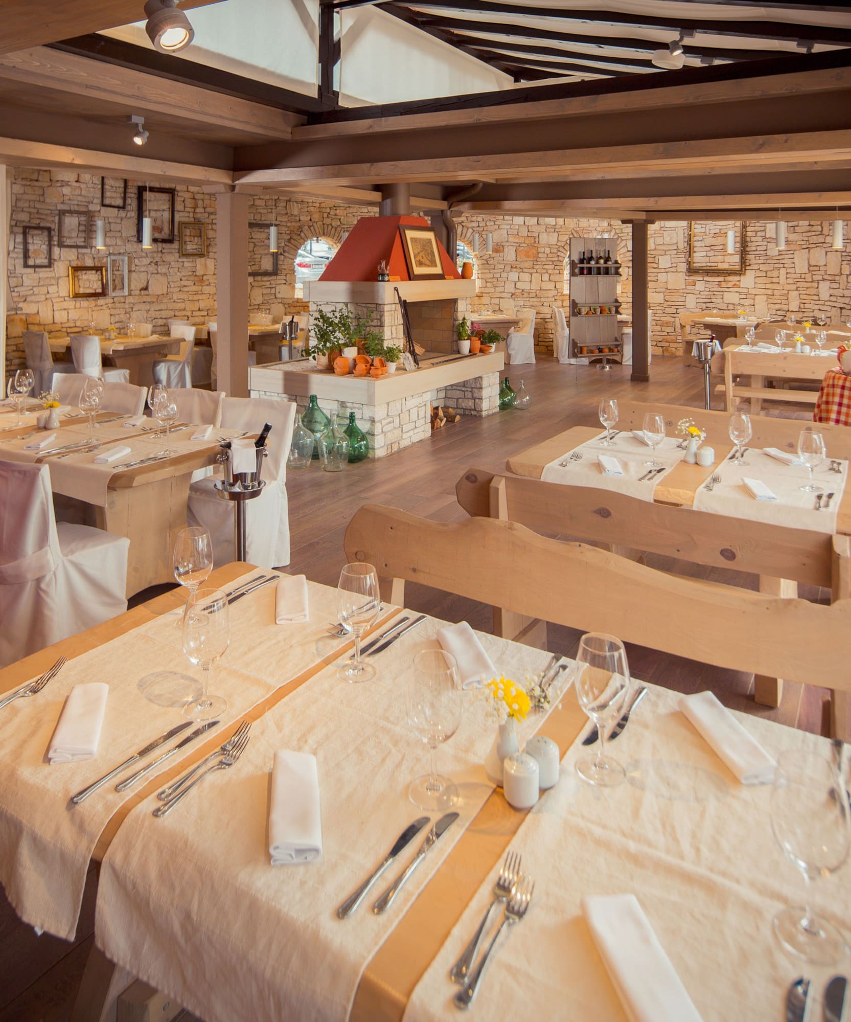 a restaurant with tables and chairs