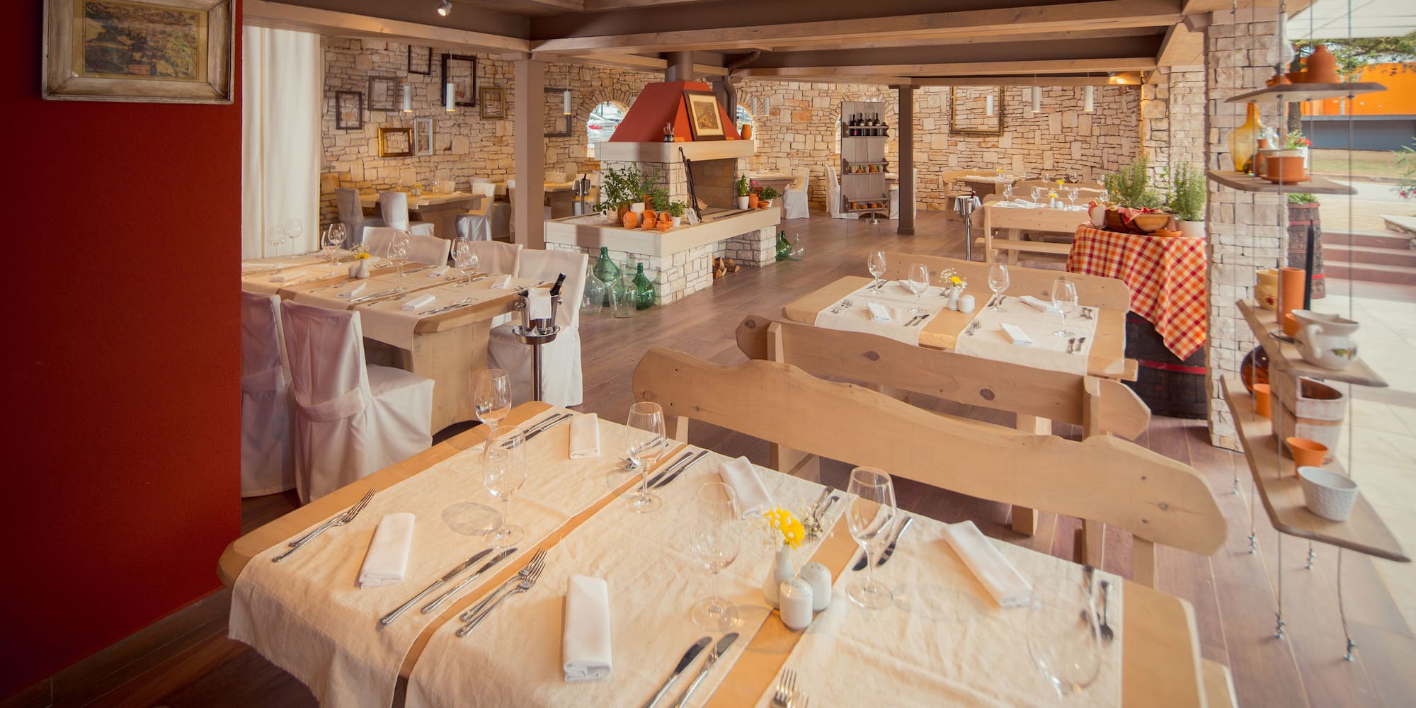 a restaurant with tables and chairs