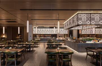 a restaurant with tables and chairs