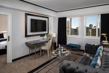 a room with a tv and a couch