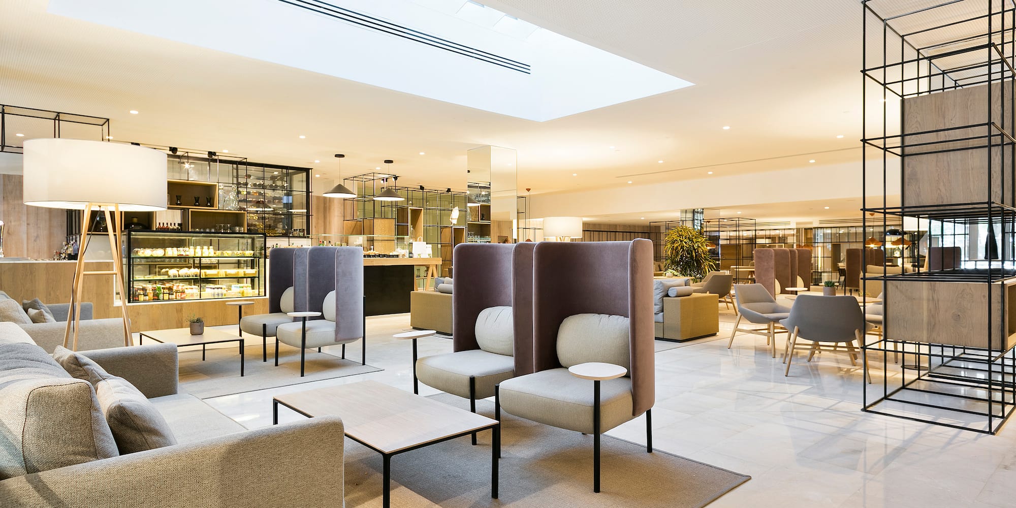 a room with chairs and tables