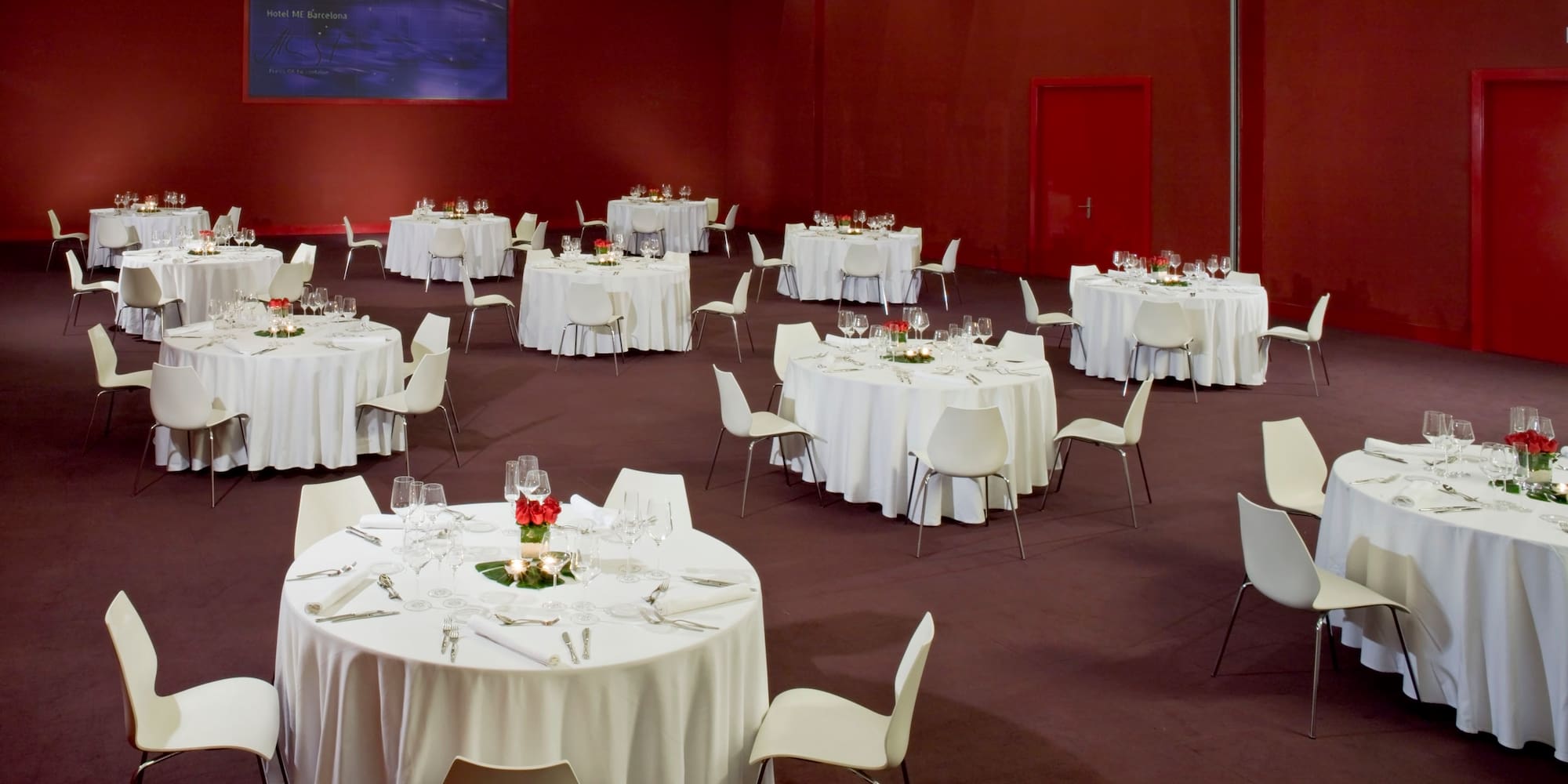 a room with tables and chairs