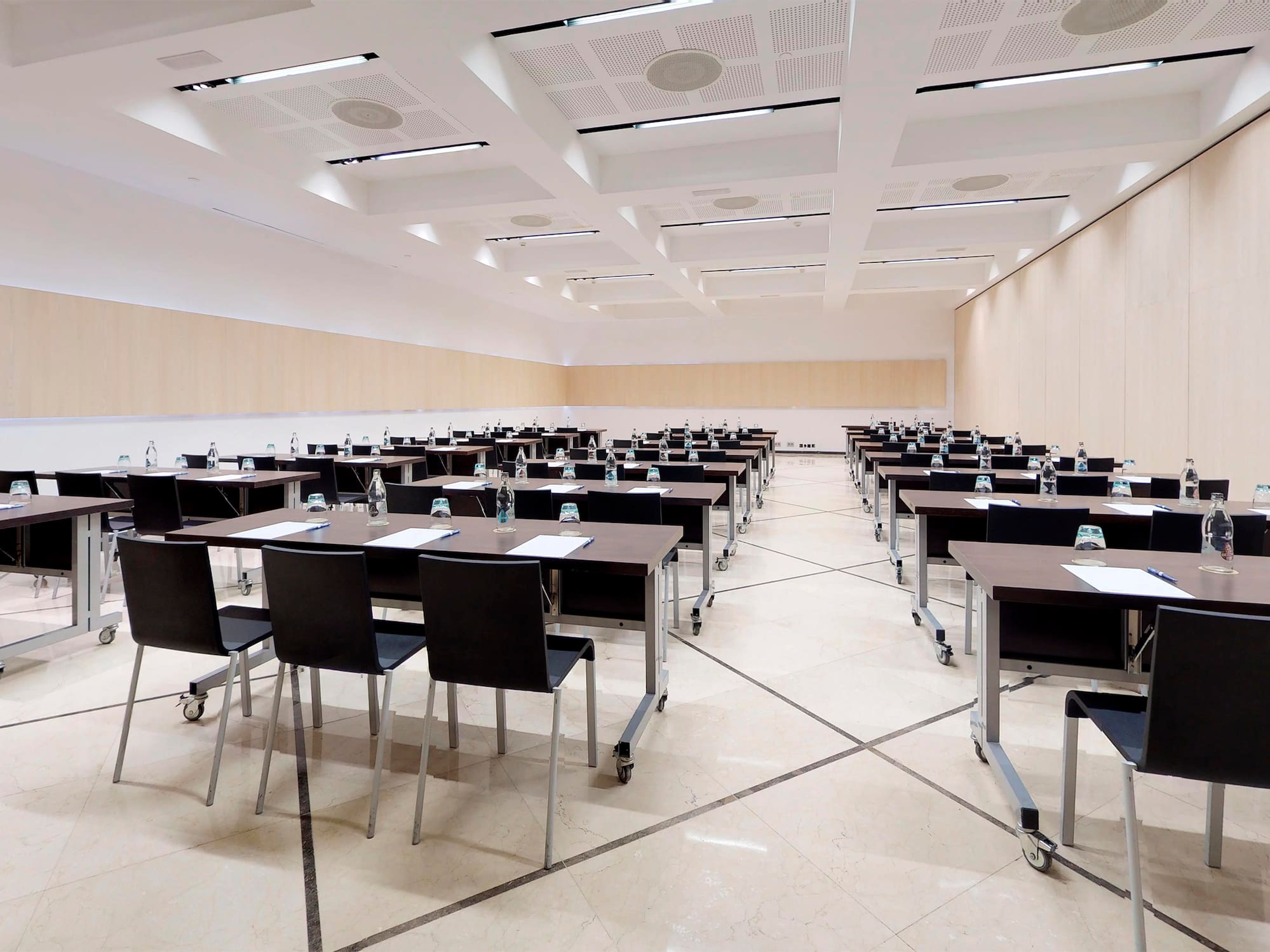 a room with tables and chairs