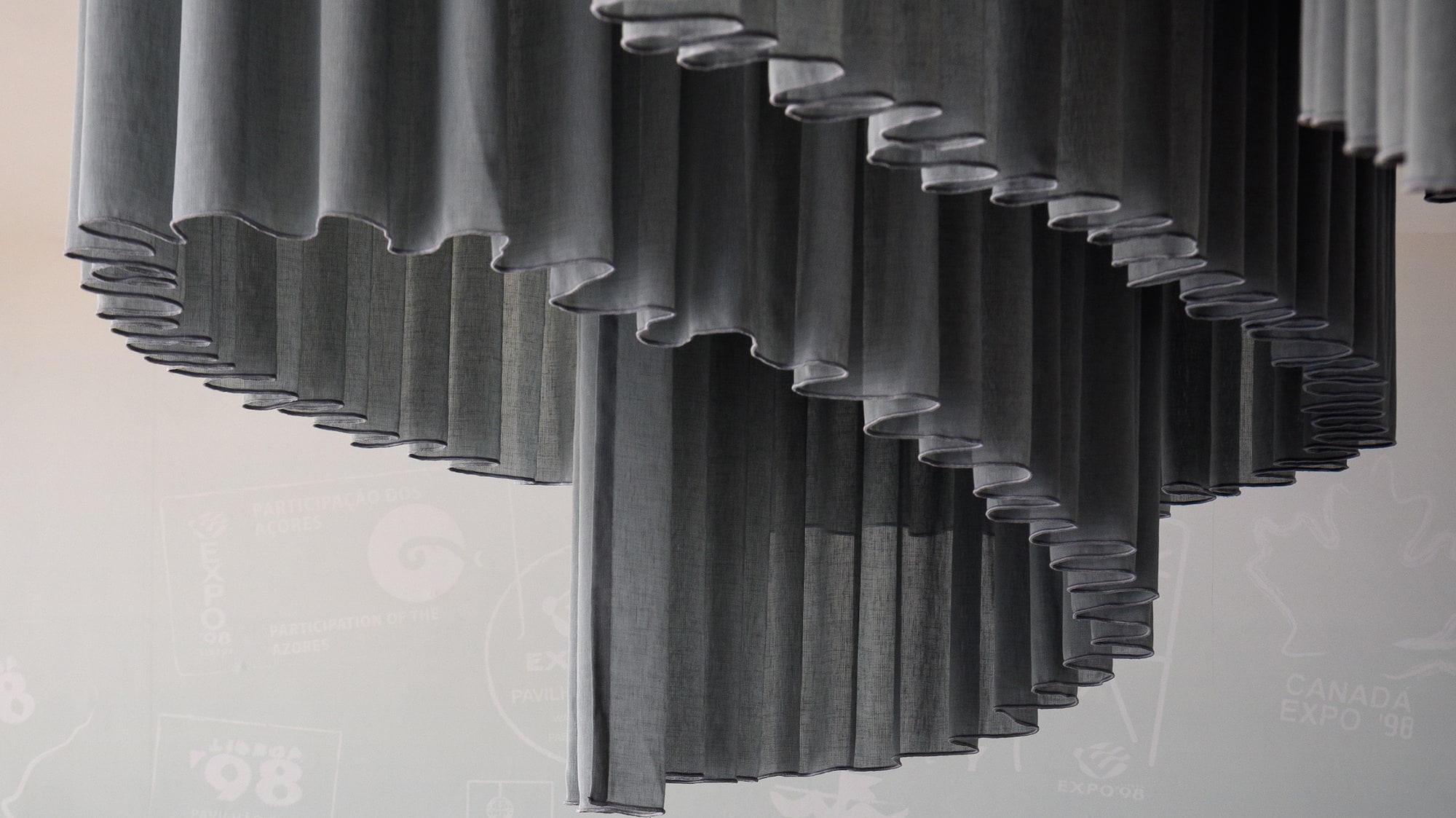 a group of grey curtains