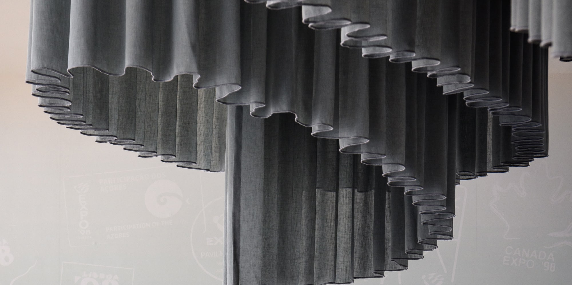 a group of grey curtains