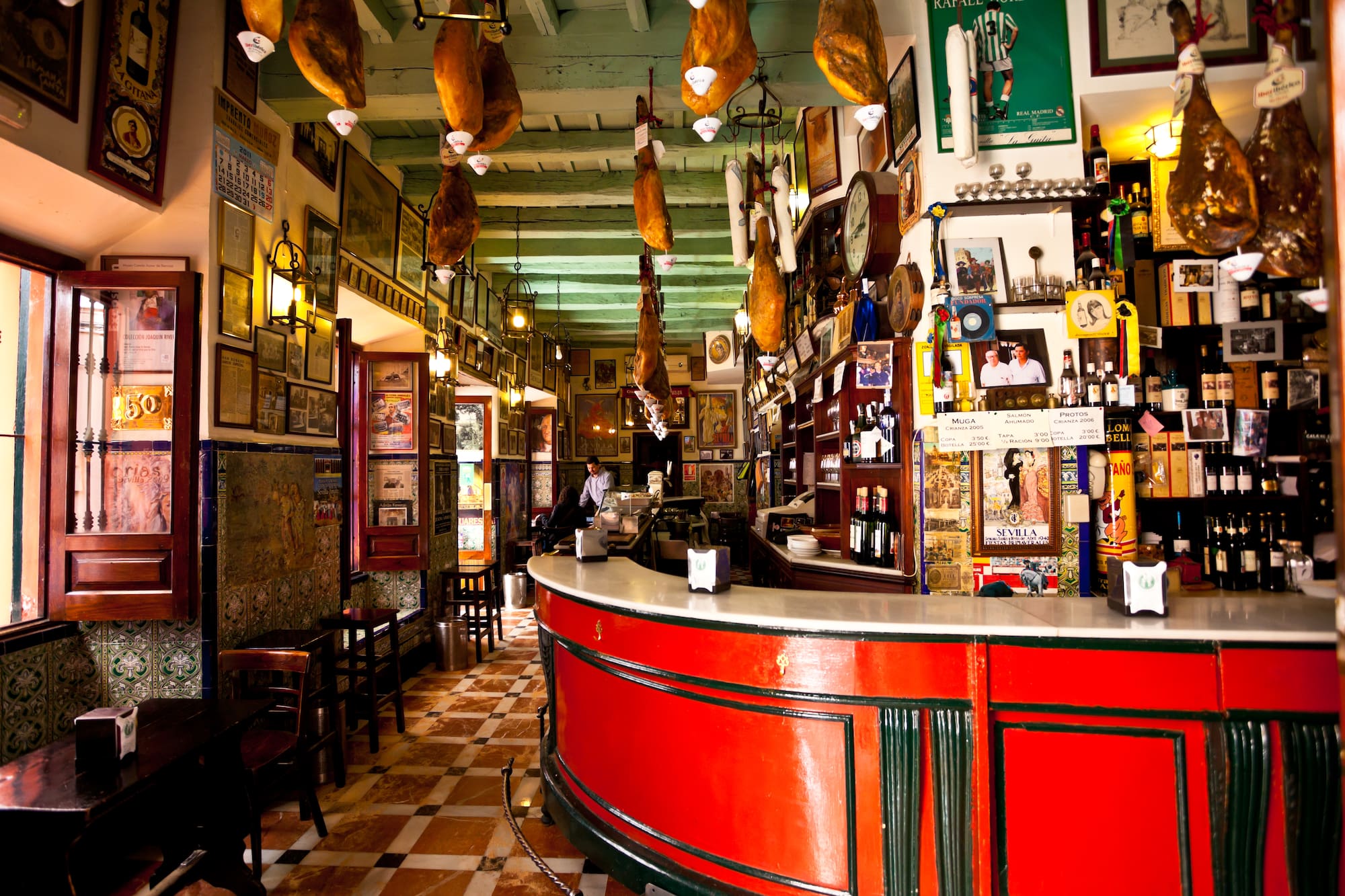 a bar with meat from the ceiling