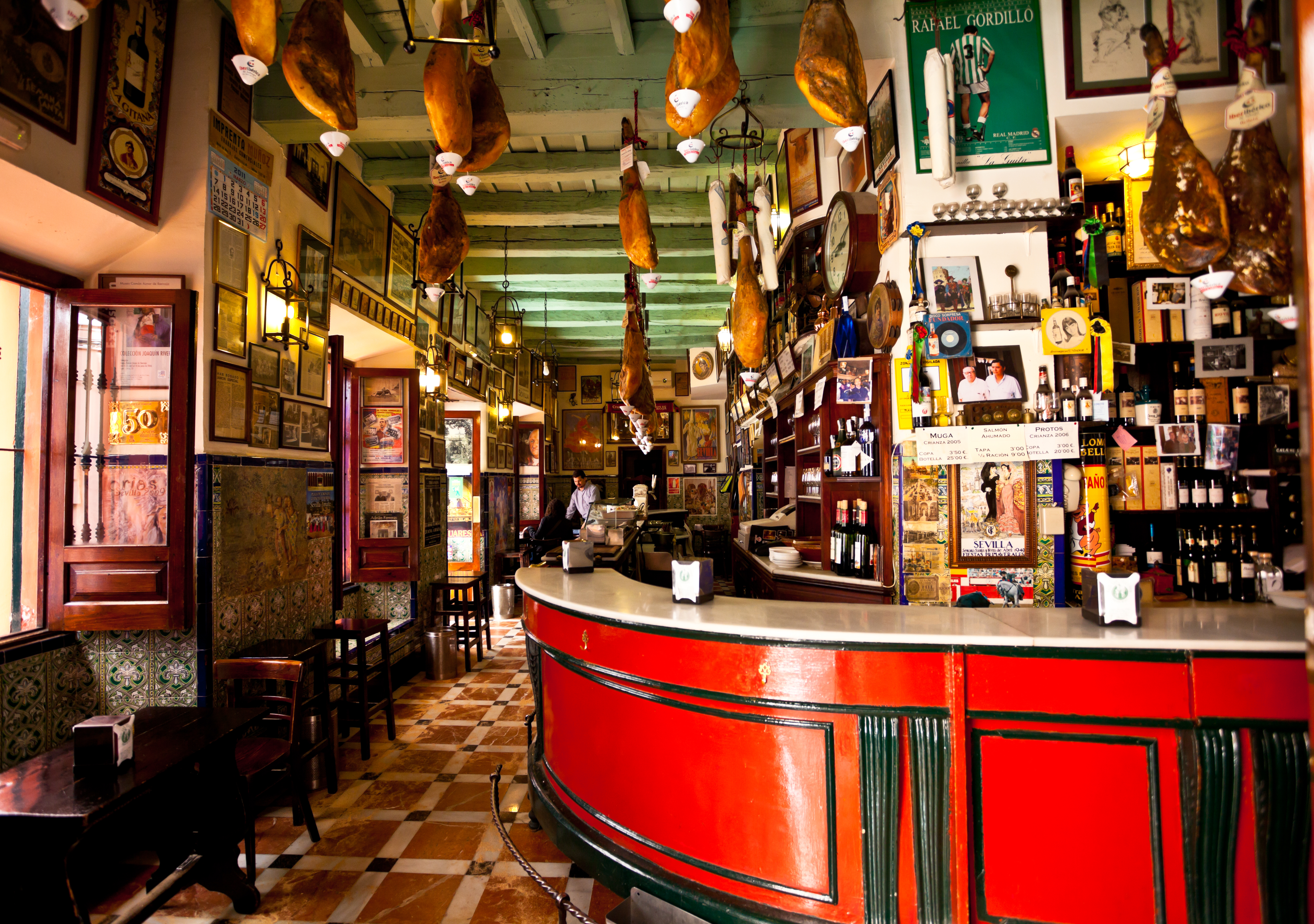 a bar with meat from the ceiling