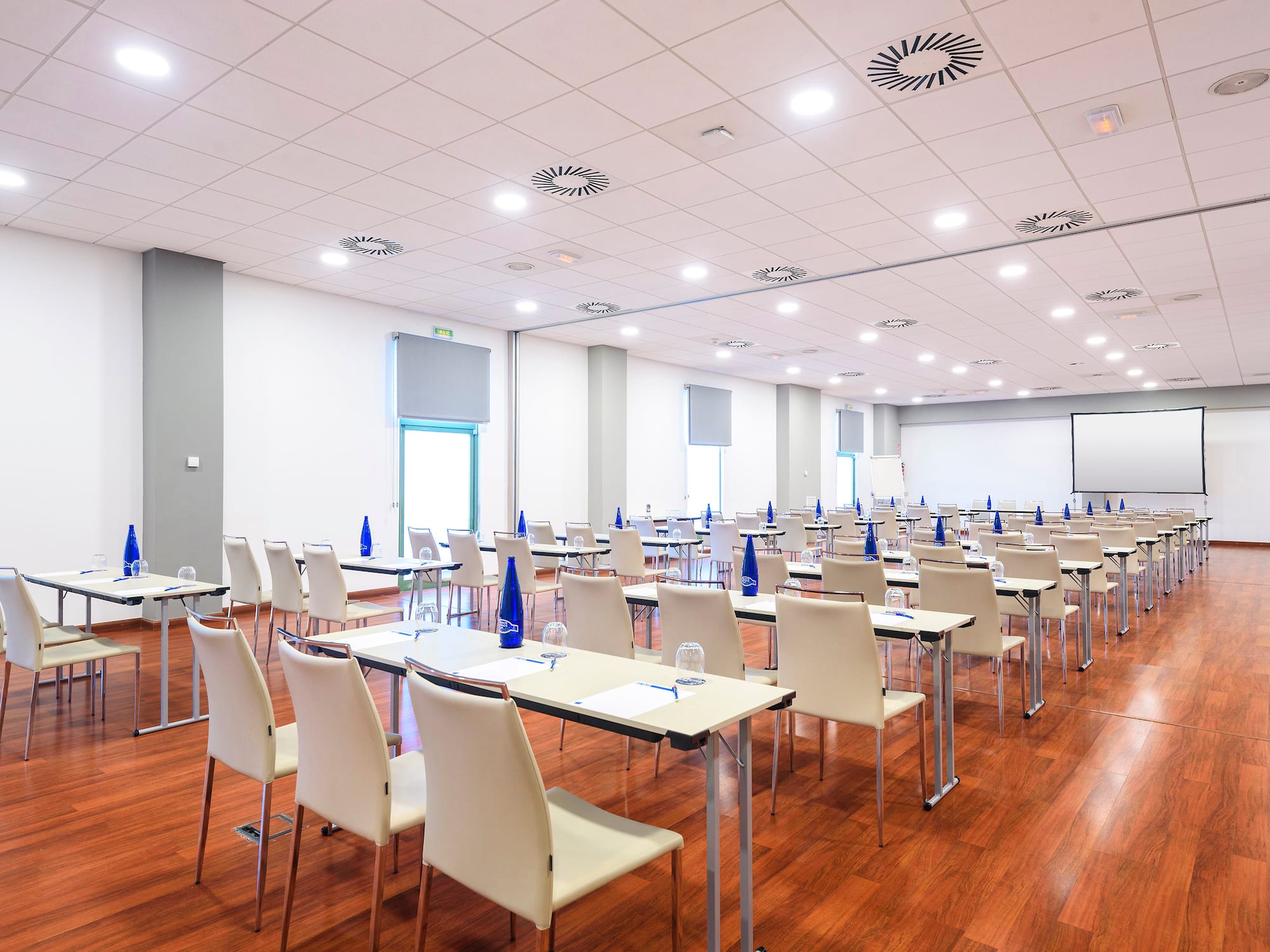 a room with tables and chairs