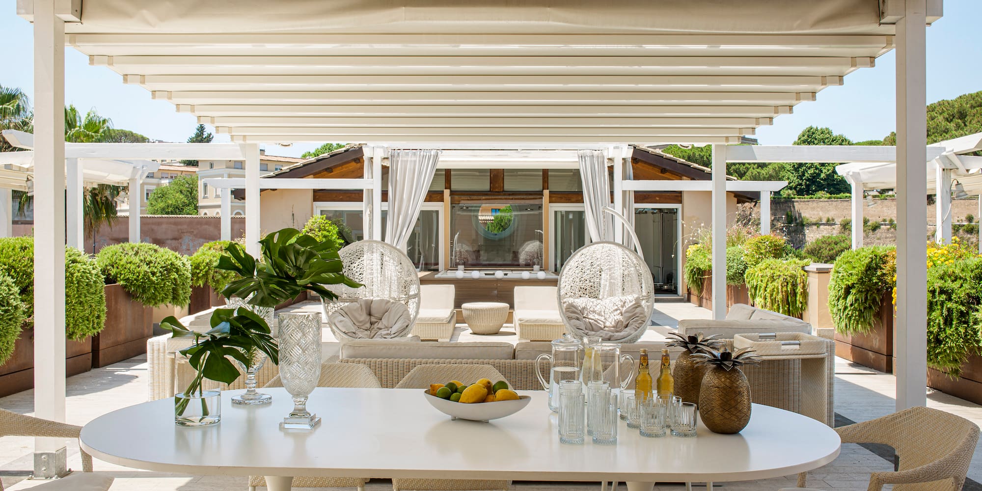 a table and chairs on a patio