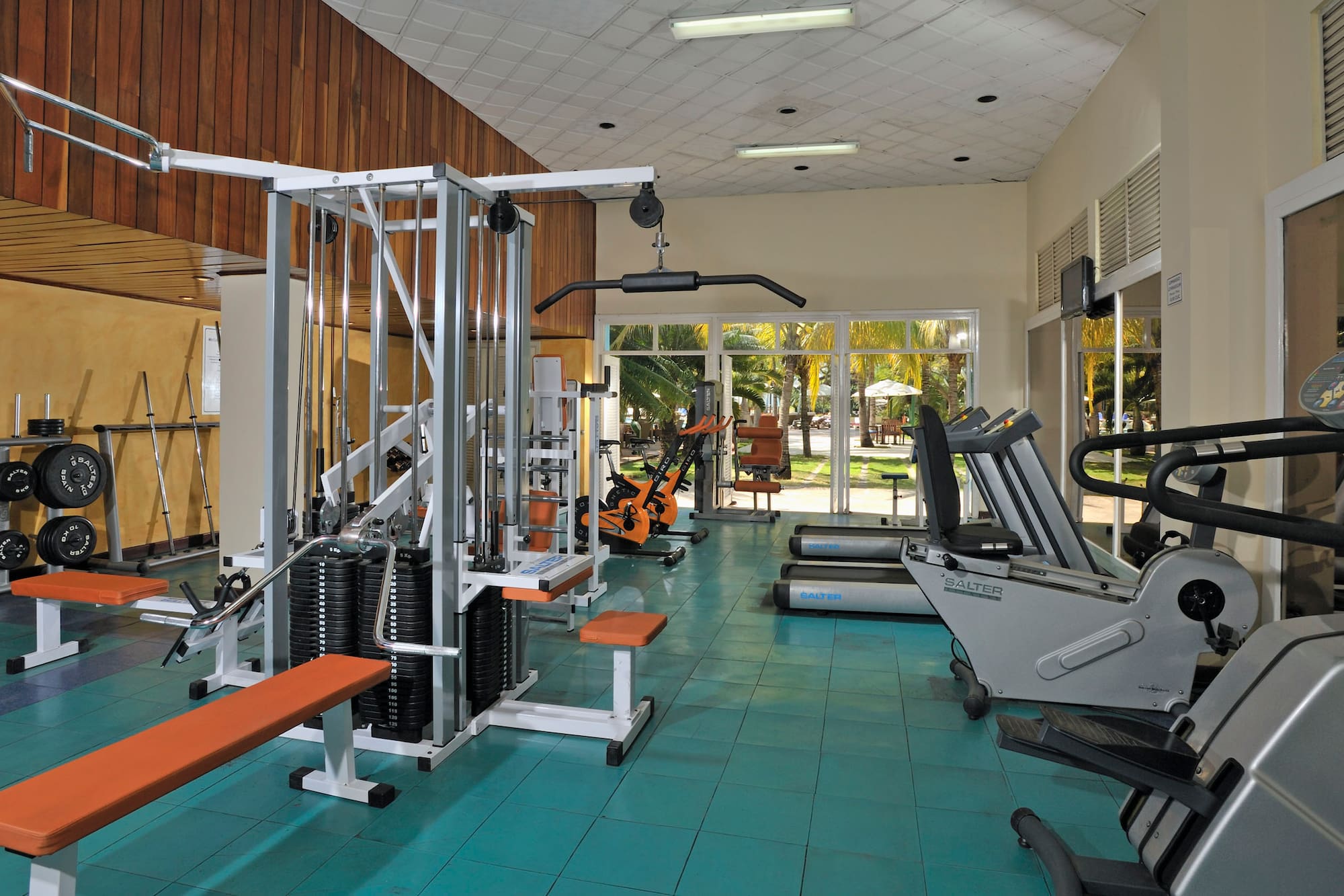 a gym with exercise equipment