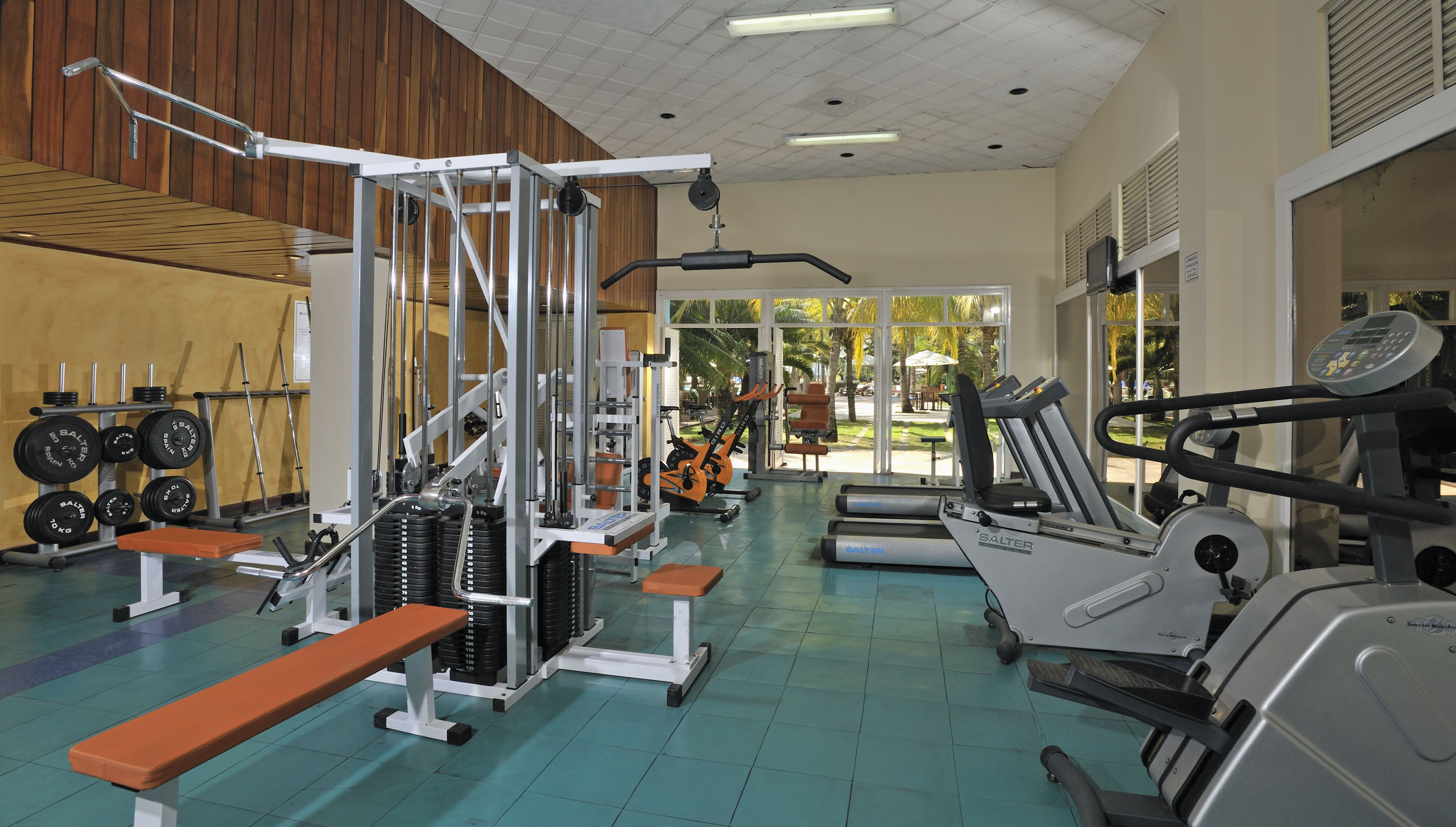a gym with exercise equipment