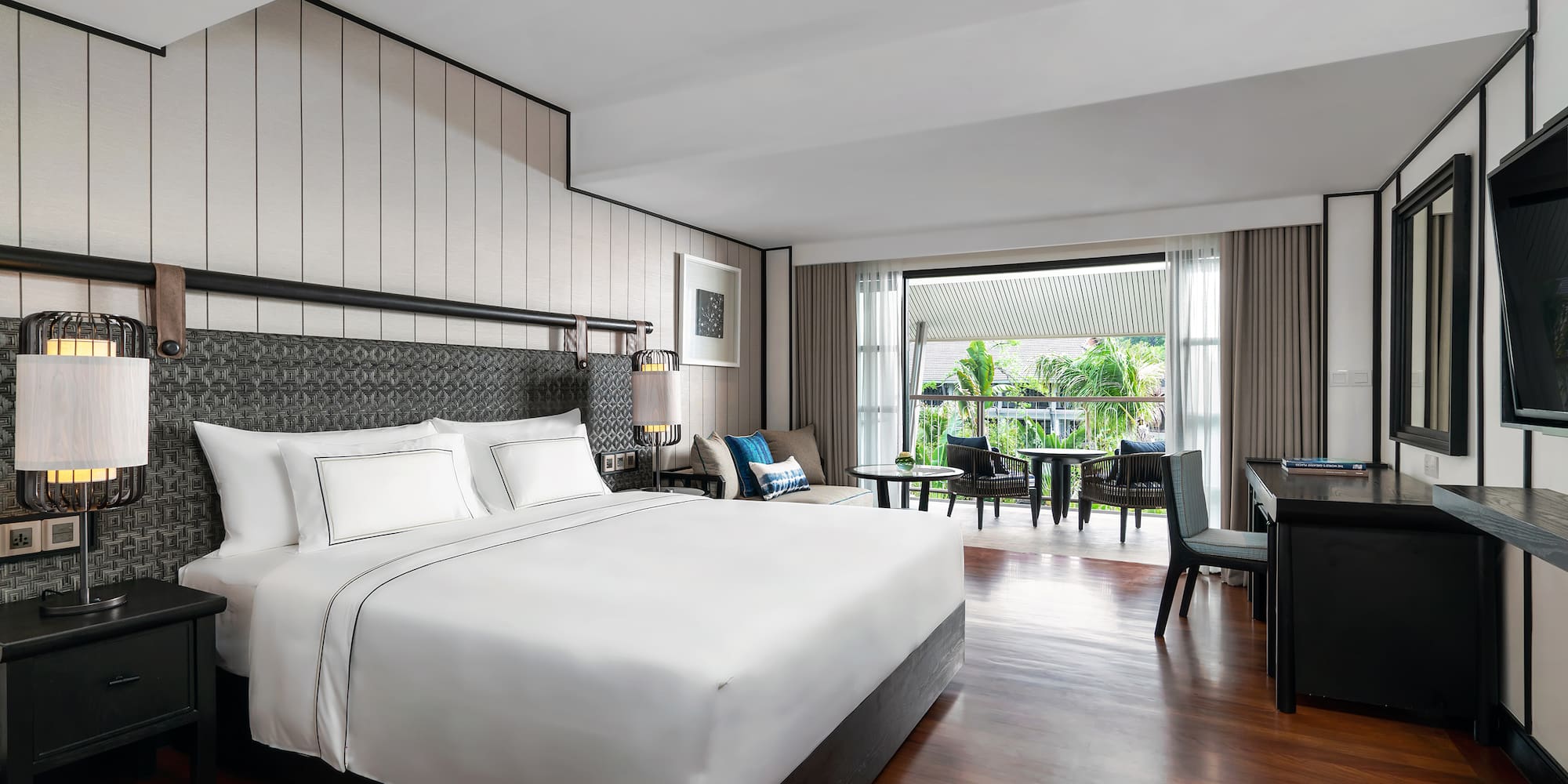 a room with a bed and a table