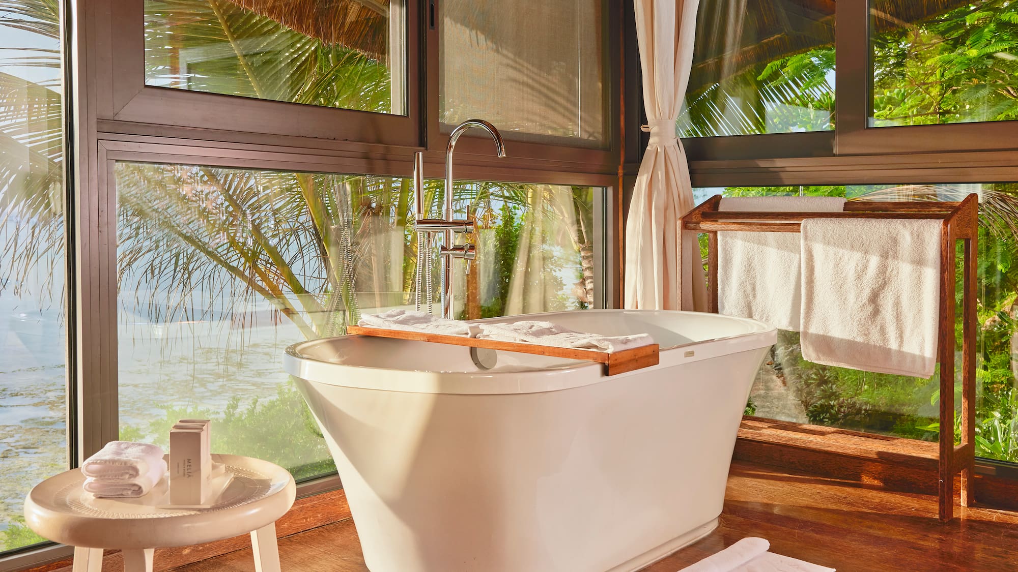 a bathtub in a bathroom