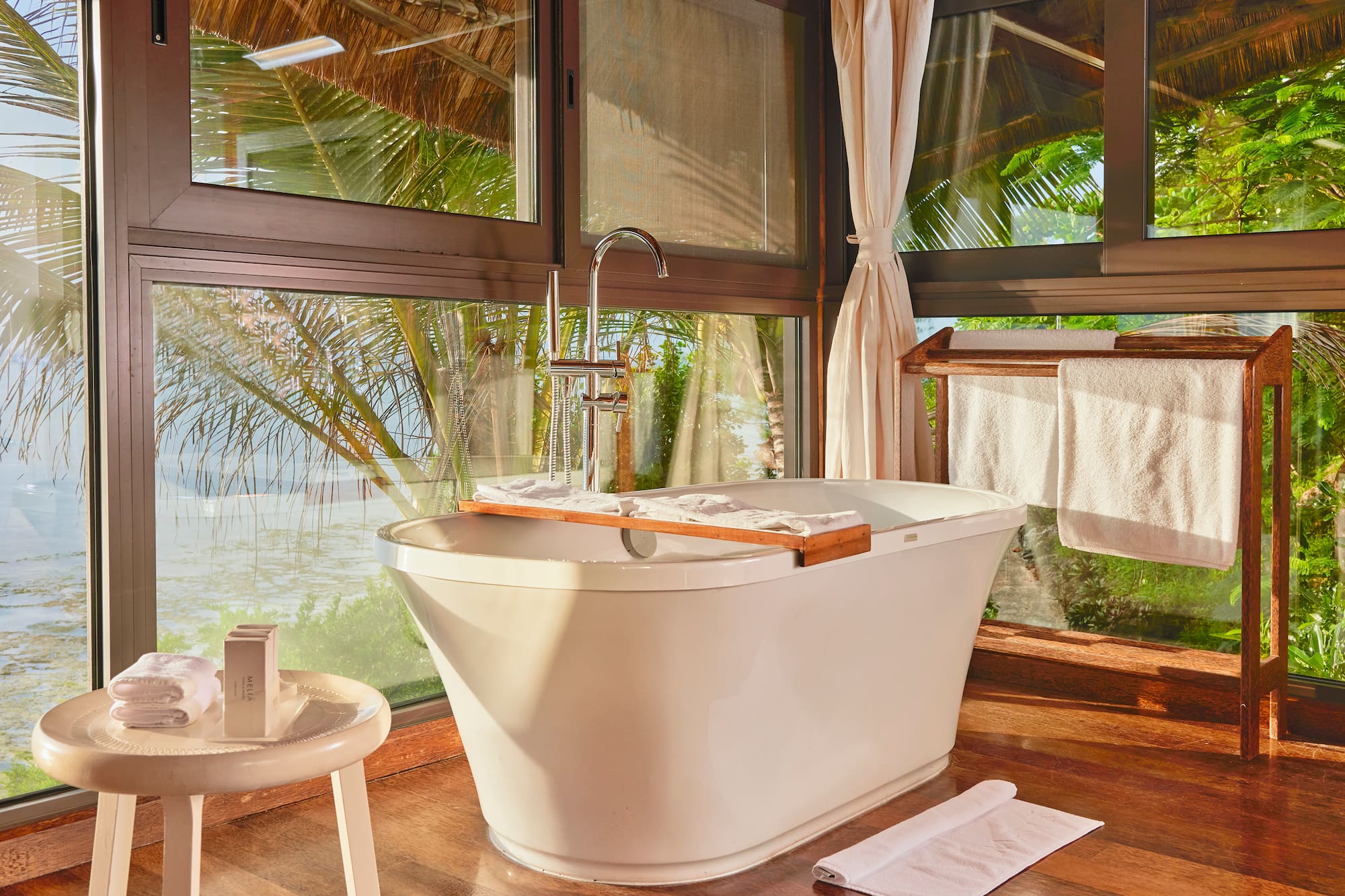 a bathtub in a bathroom