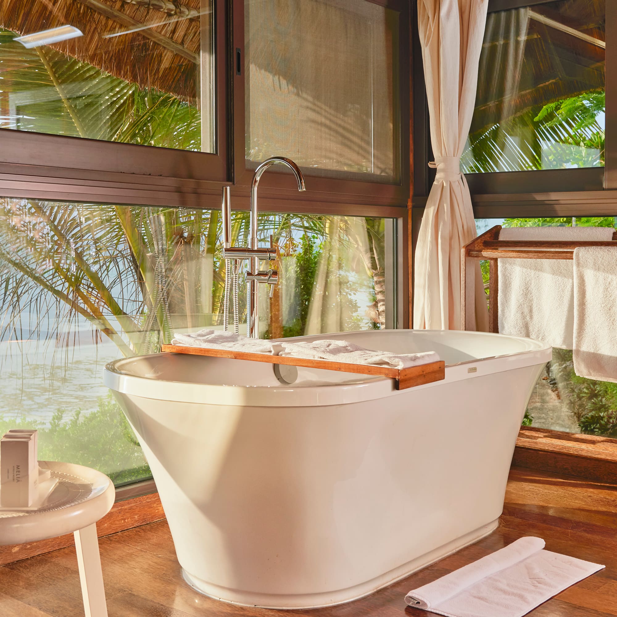 a bathtub in a bathroom