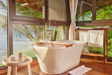 a bathtub in a bathroom
