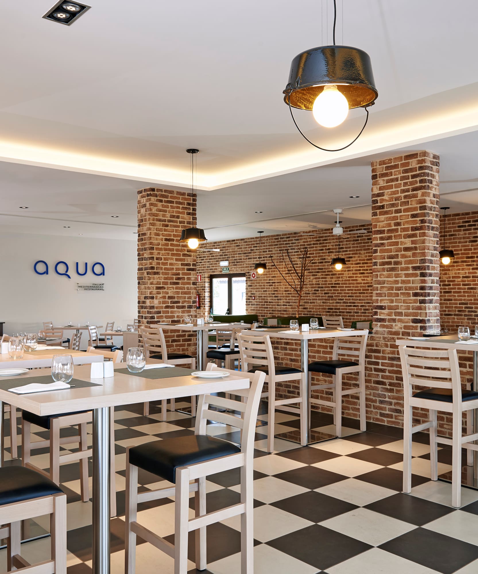 a room with tables and chairs