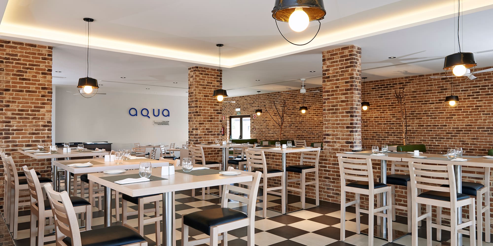 a room with tables and chairs