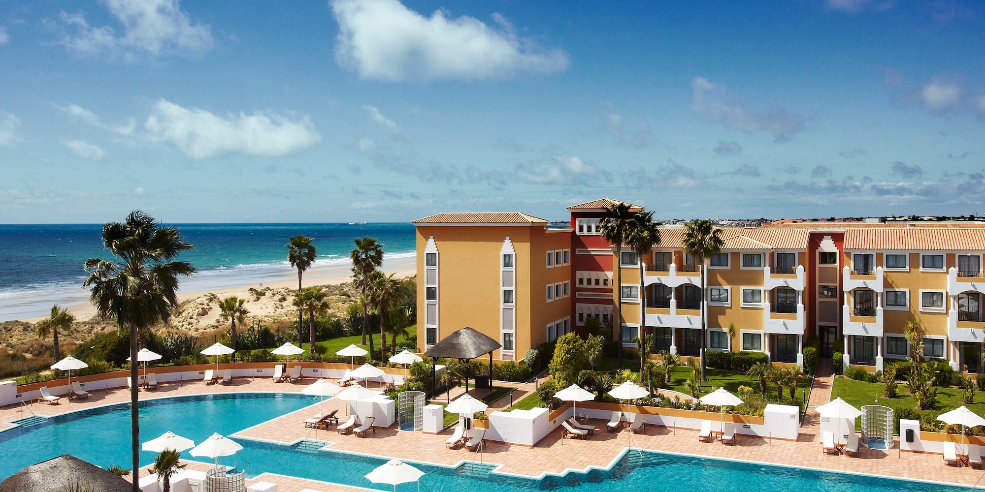 a swimming pool next to a building
