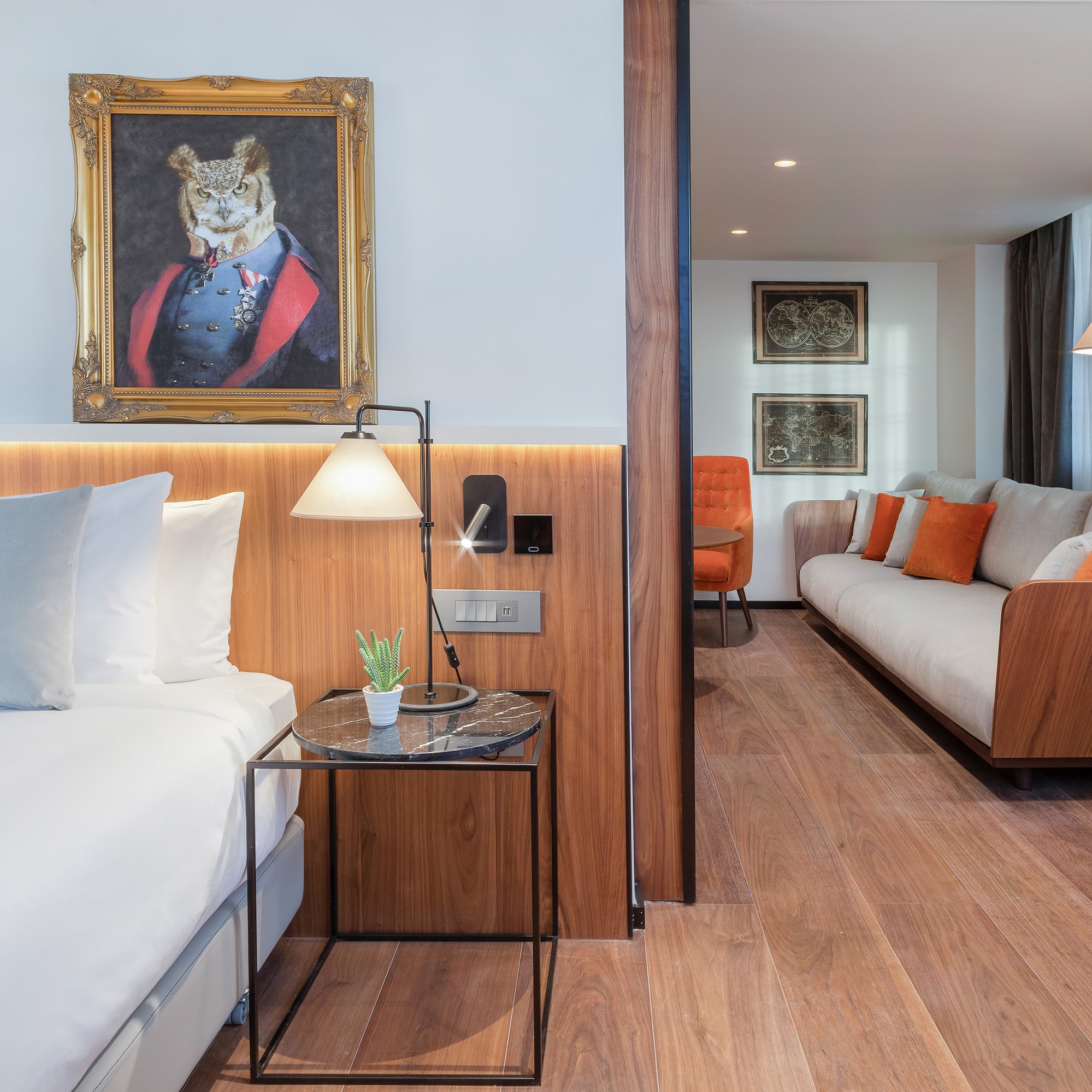 a room with a bed and a couch