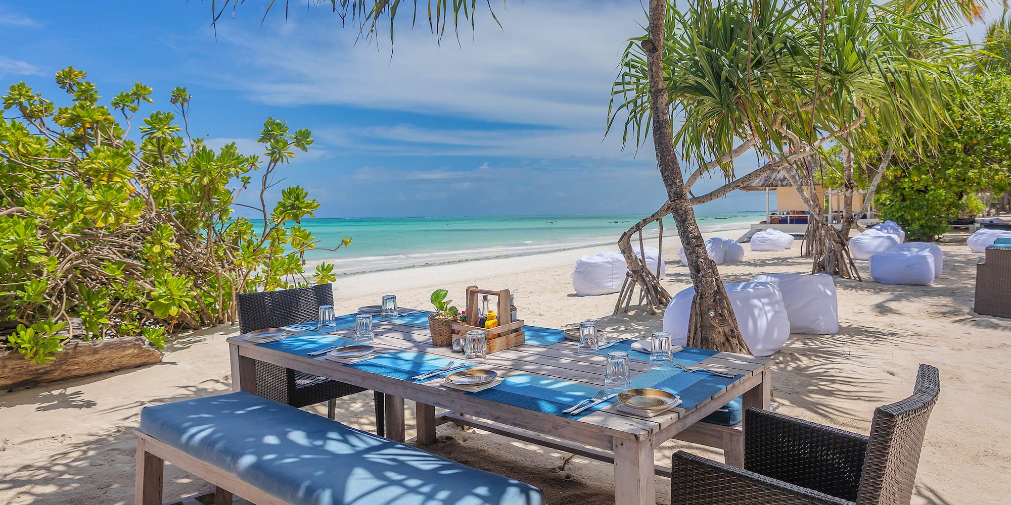 a table set up on a beach