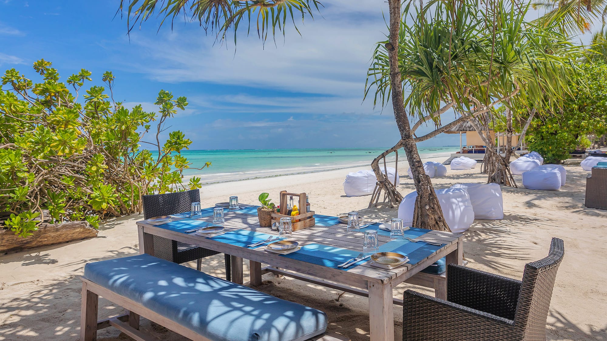 a table set up on a beach