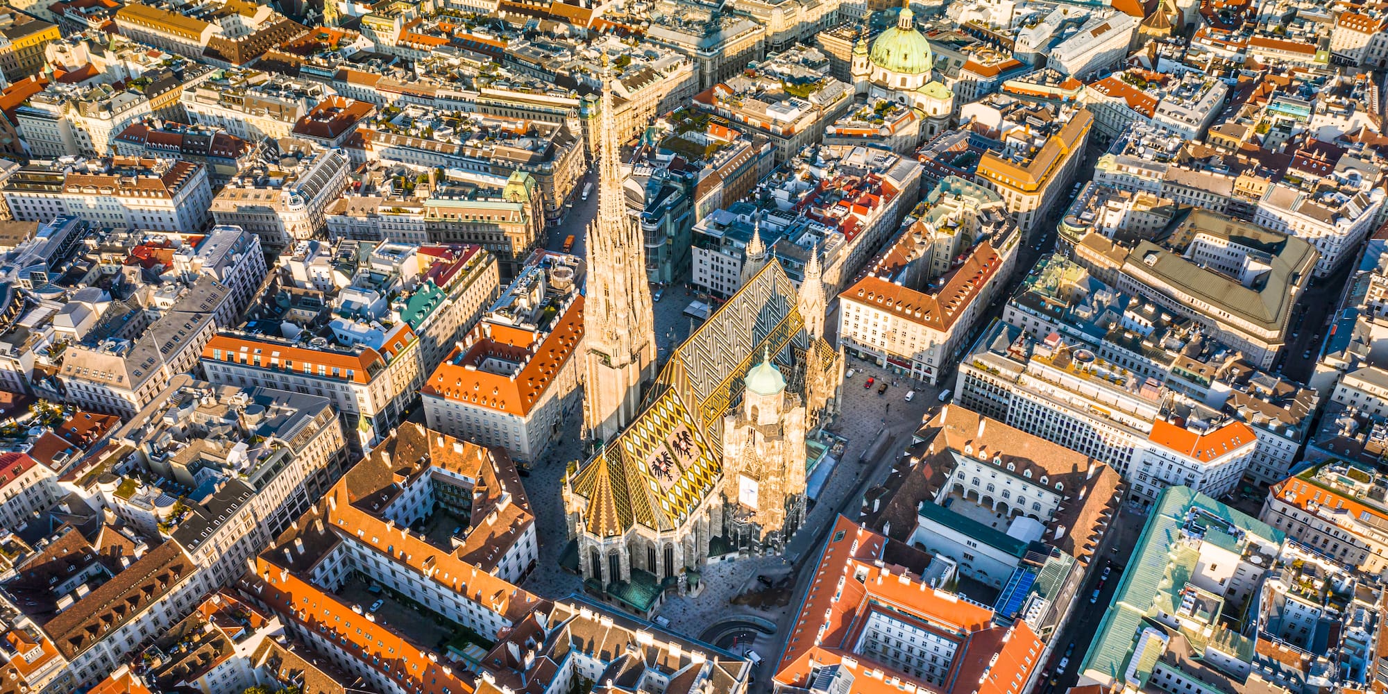 an aerial view of a city
