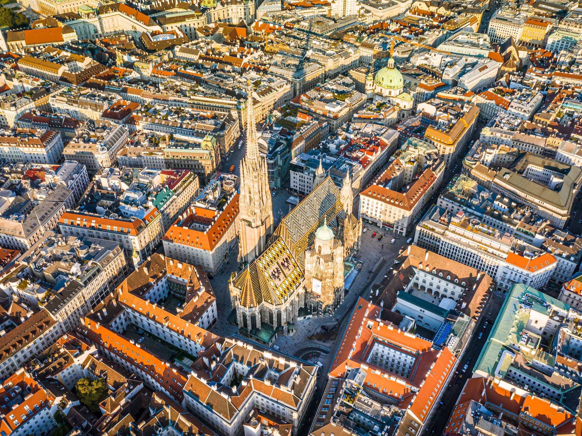 an aerial view of a city