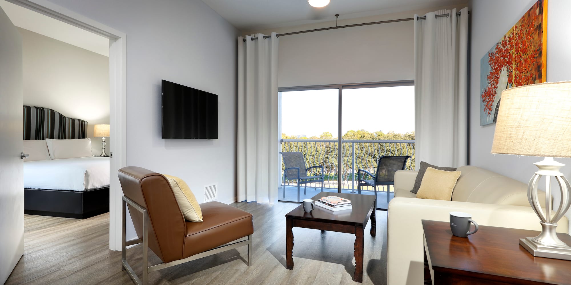 a room with a television and a couch