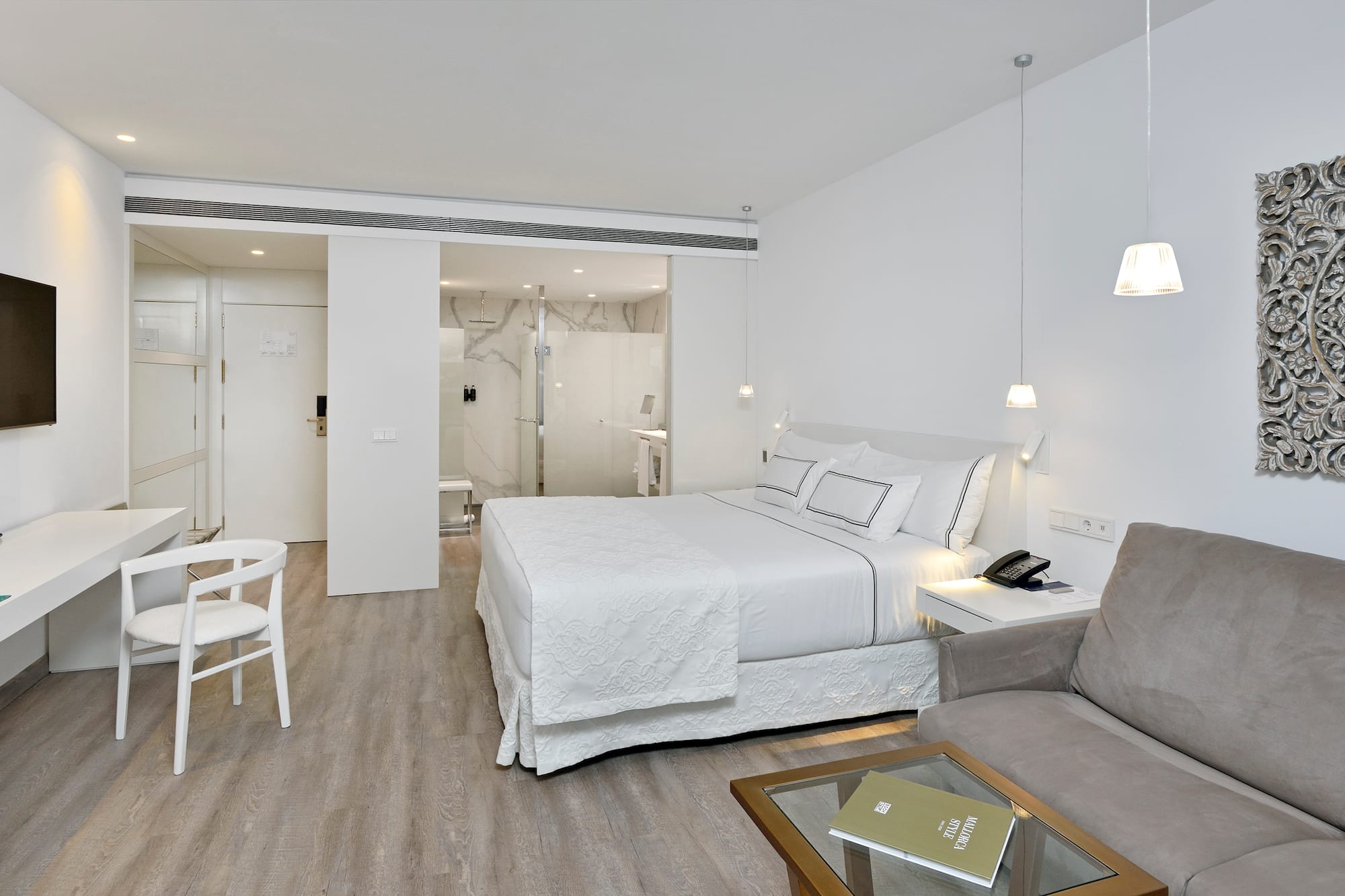 a room with a bed and a couch