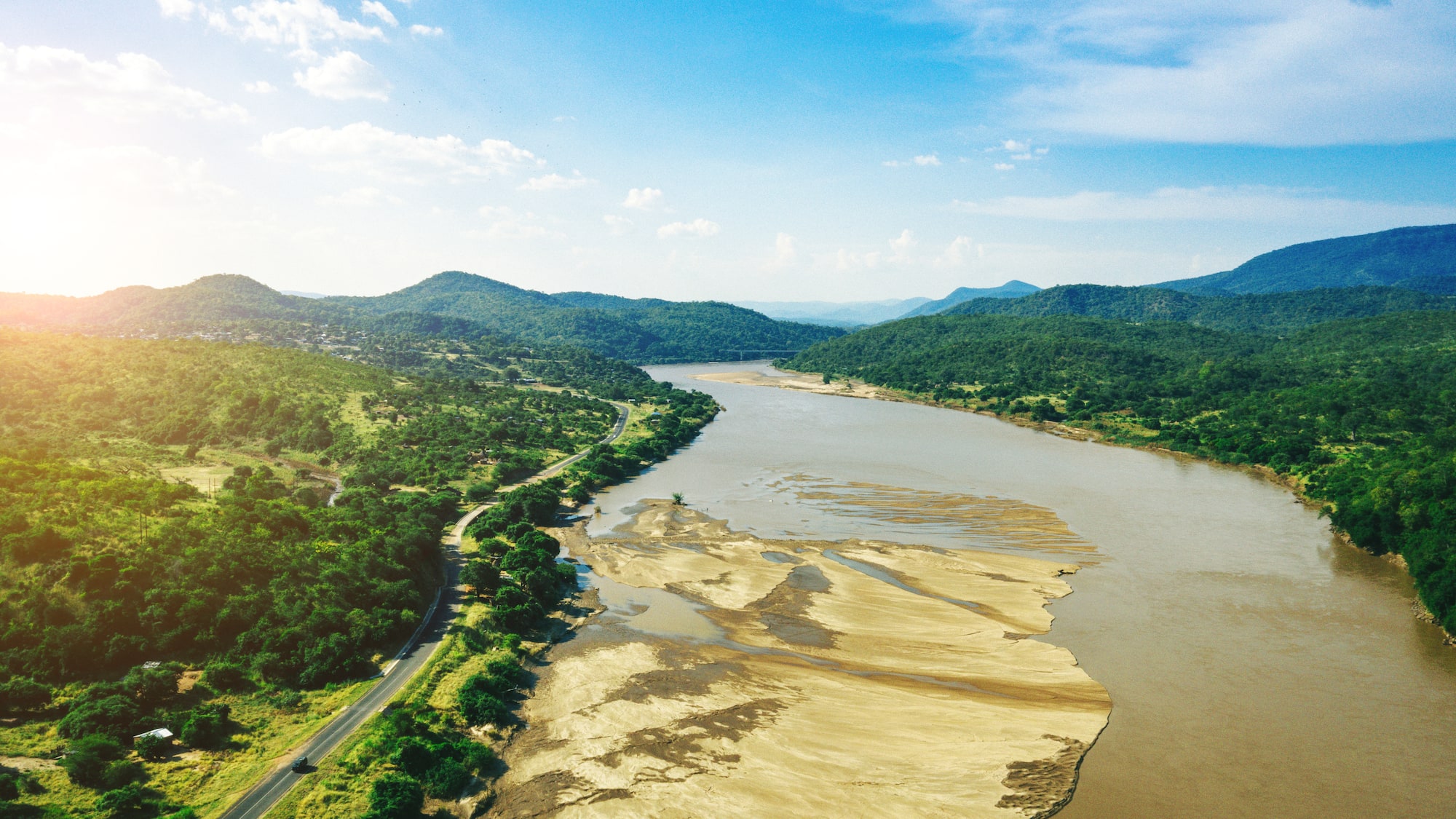 a river flowing through a forest
