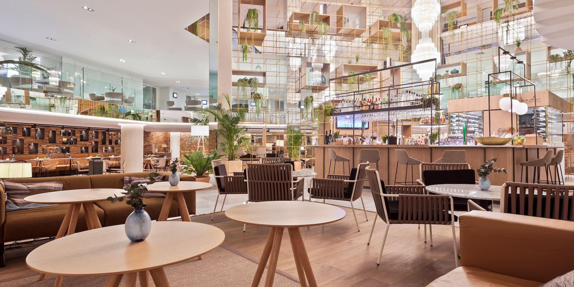 a room with tables and chairs