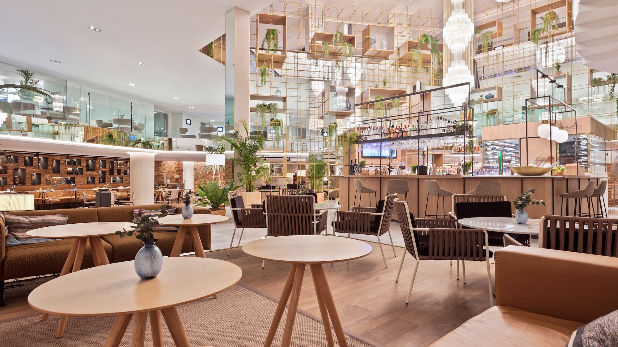 a room with tables and chairs