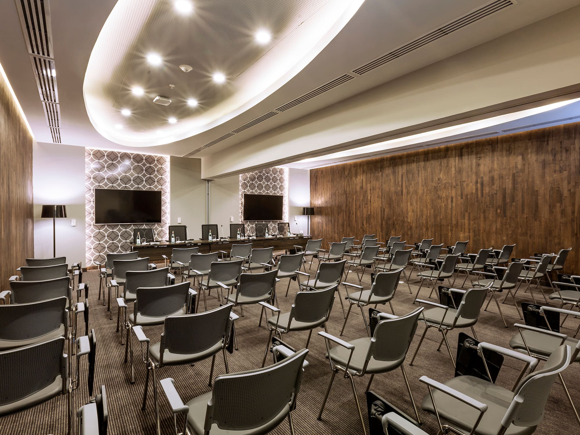 a room with many chairs