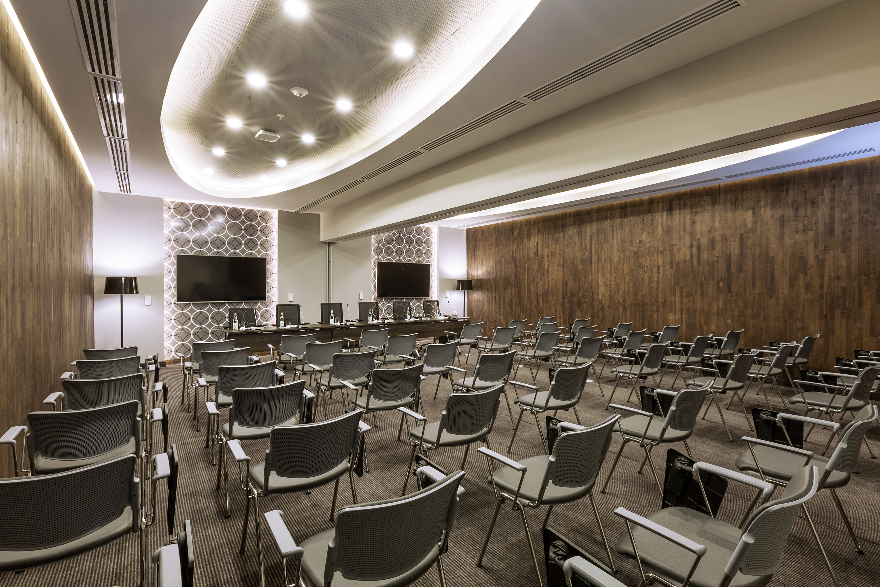 a room with many chairs