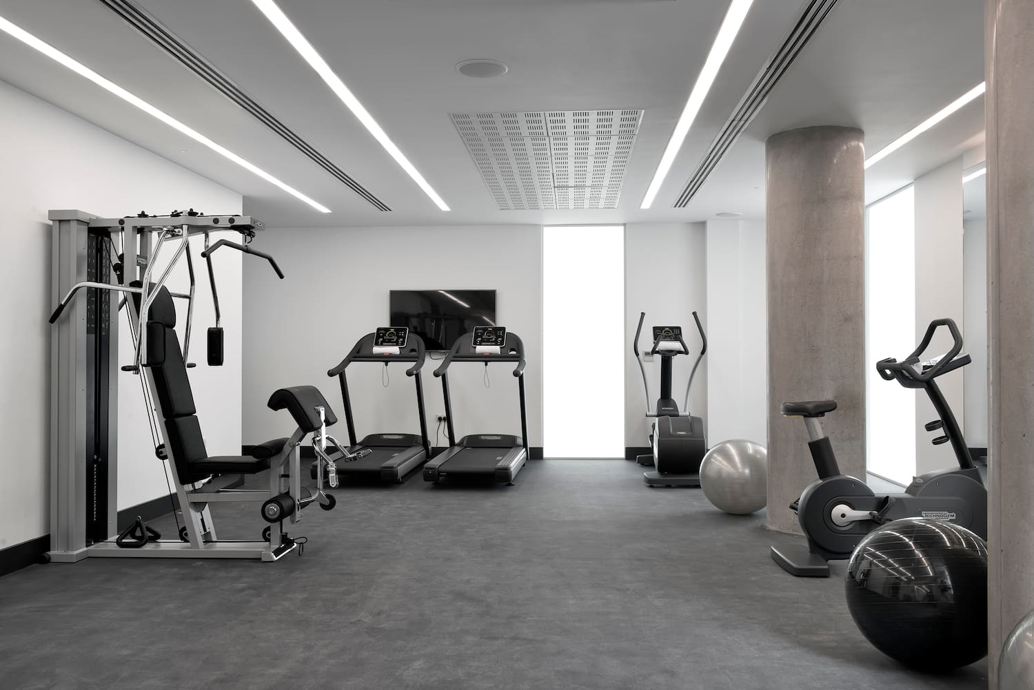 a room with exercise equipment