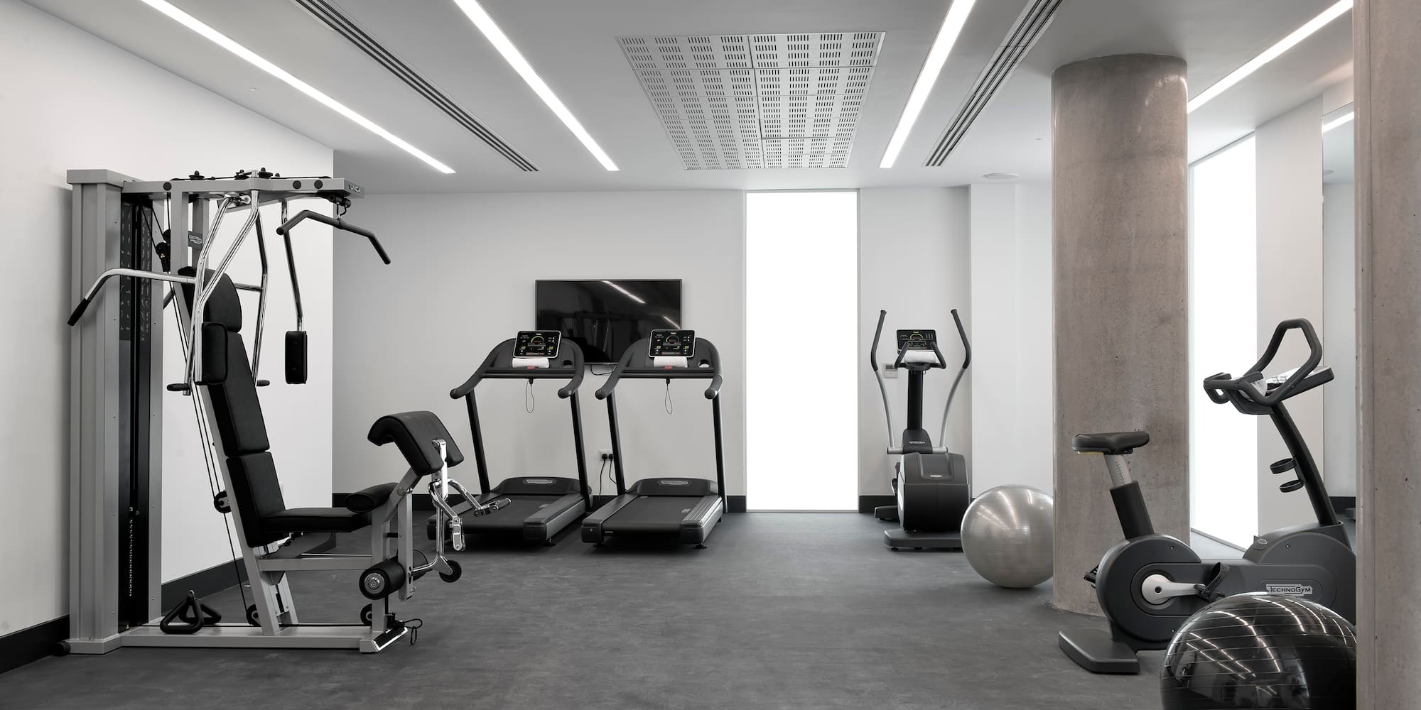 a room with exercise equipment