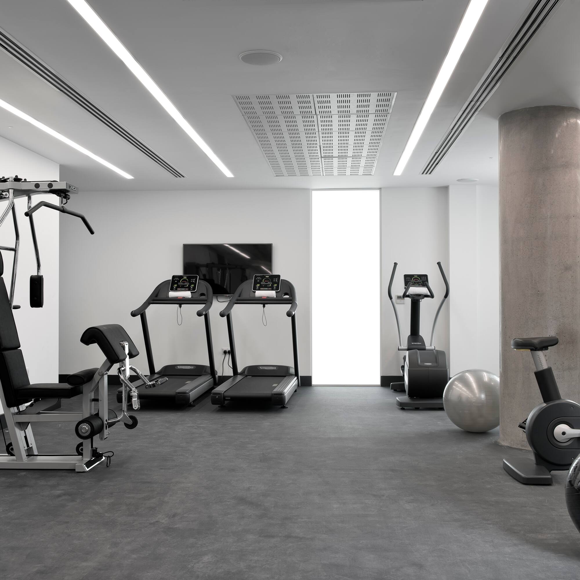 a room with exercise equipment
