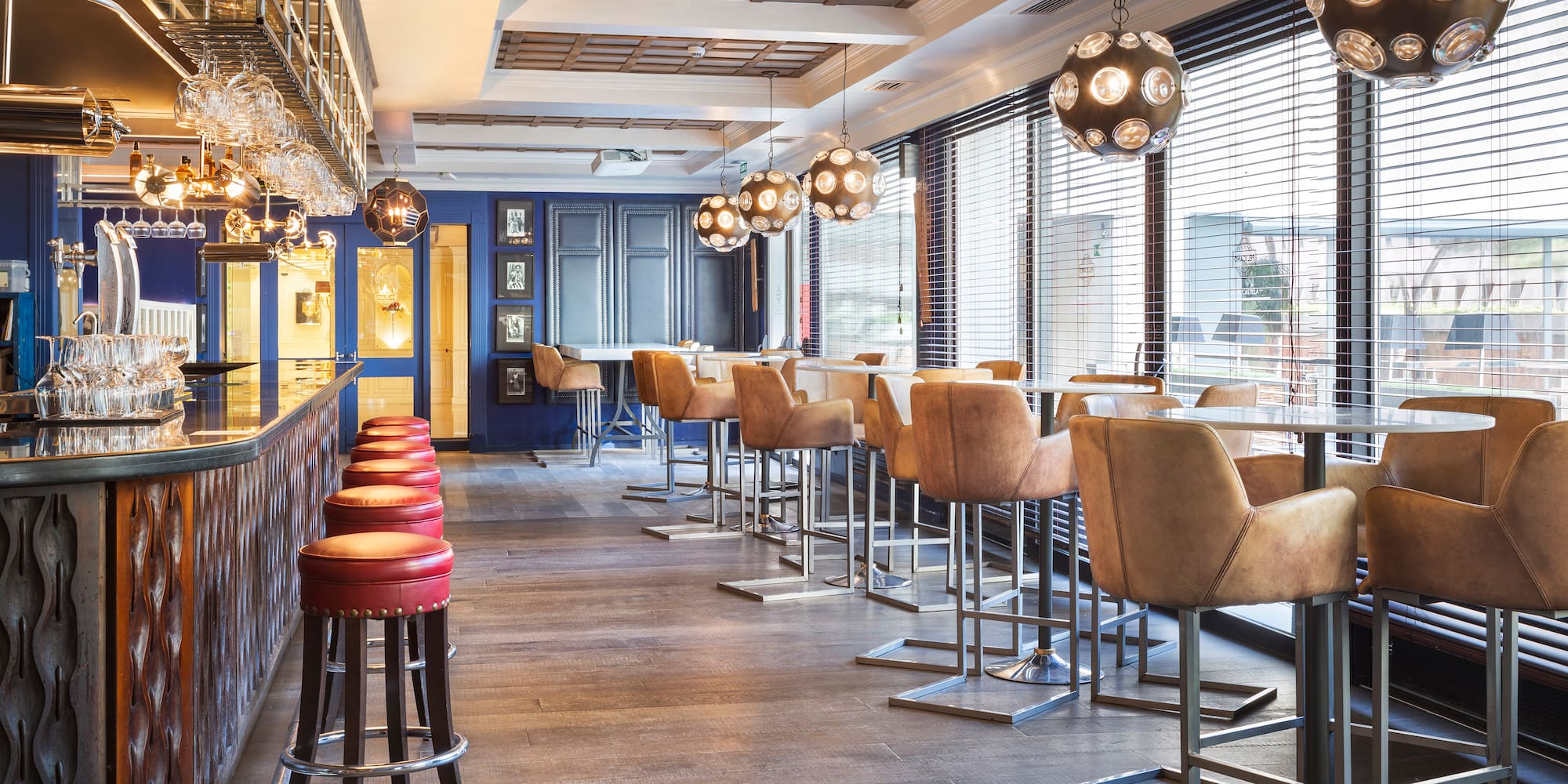 a room with chairs and tables