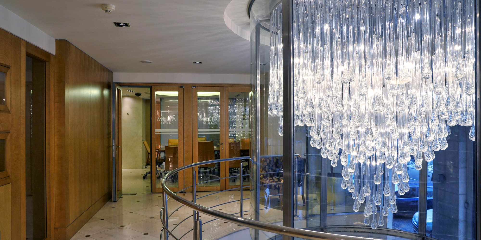 a chandelier in a room