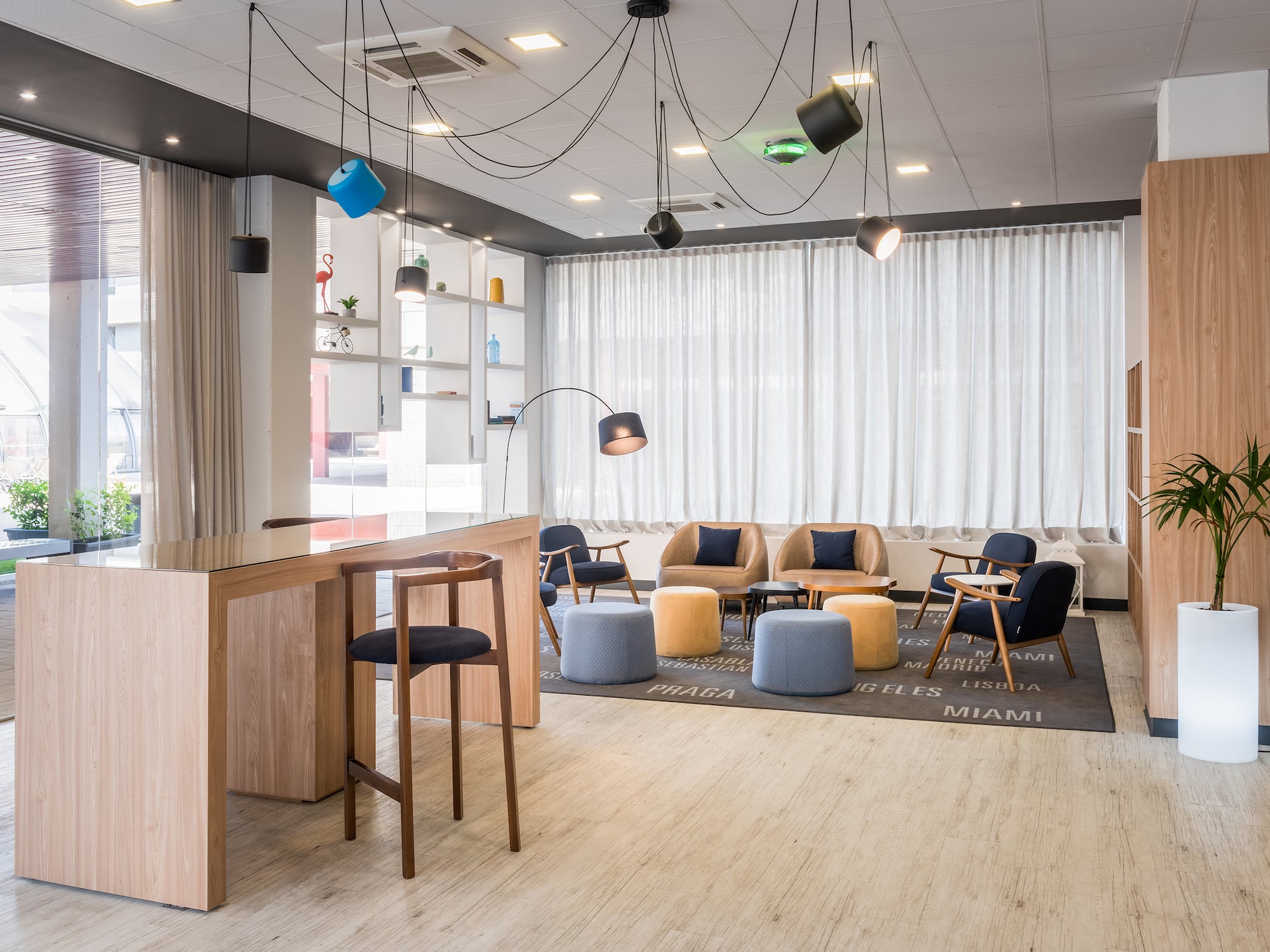 a room with a table and chairs