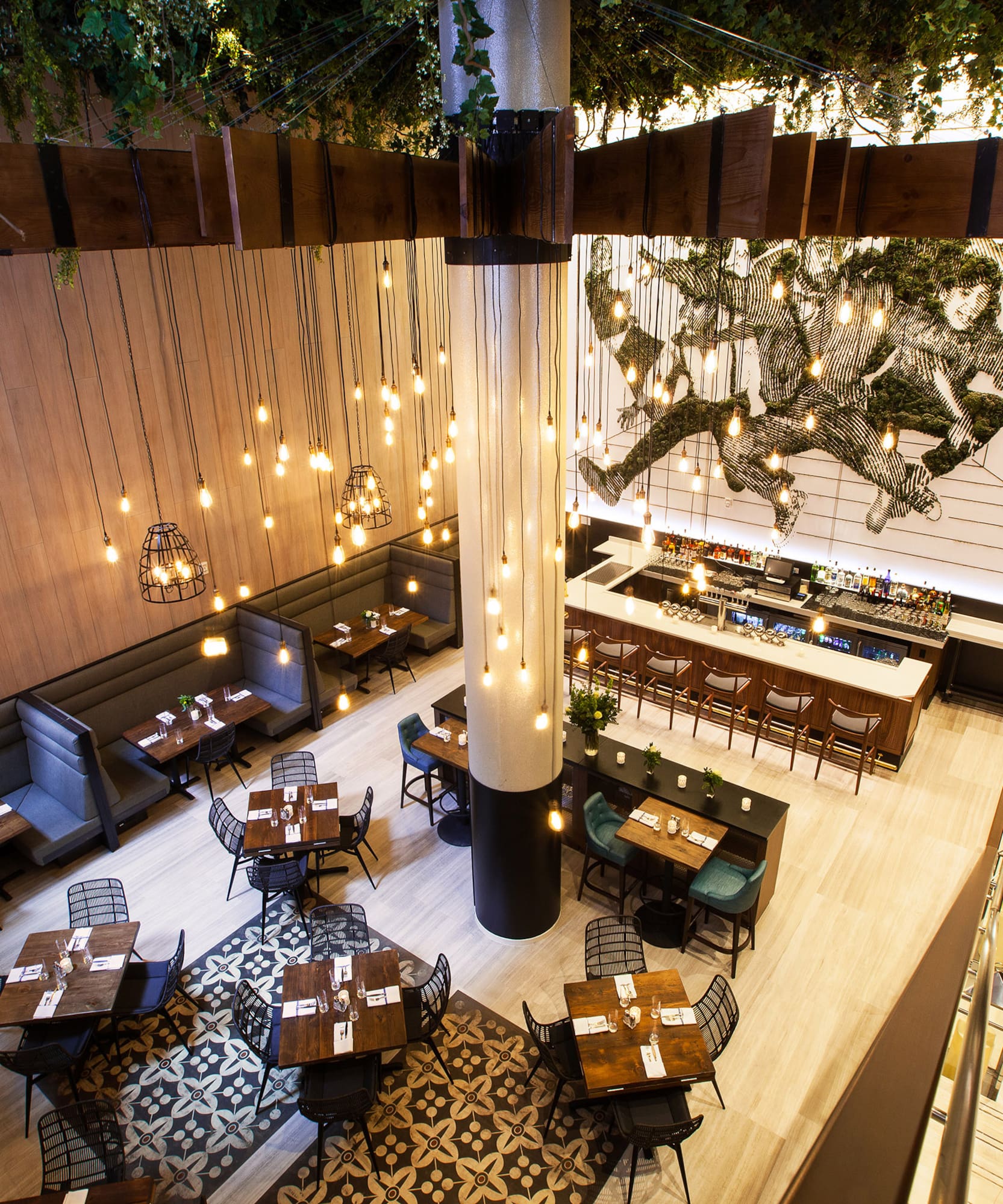 a restaurant with tables and chairs