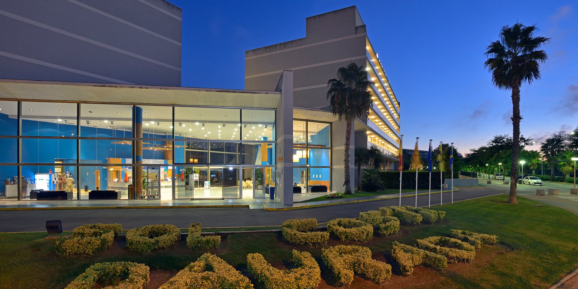 a building with a sign in front of it