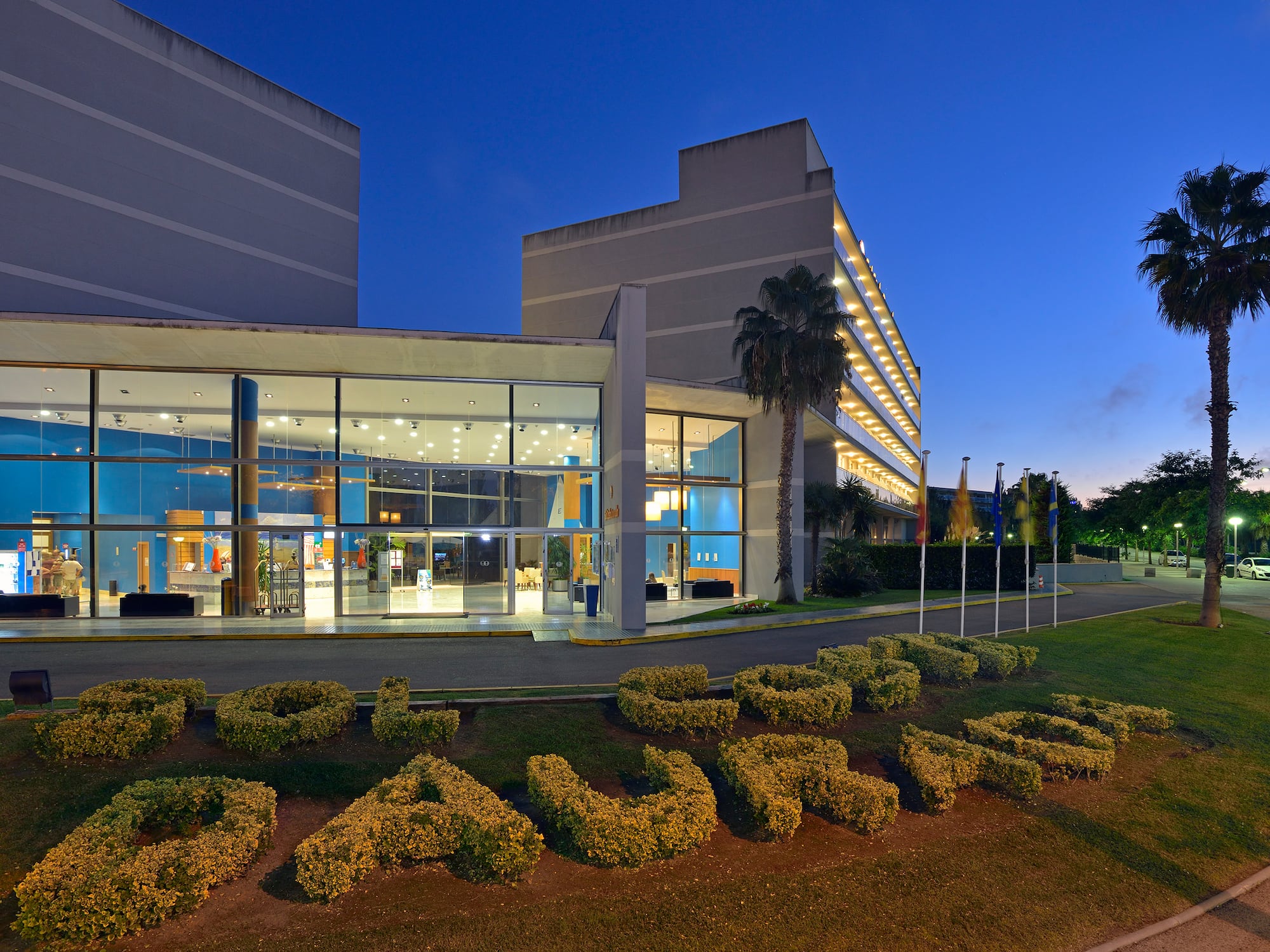 a building with a sign in front of it