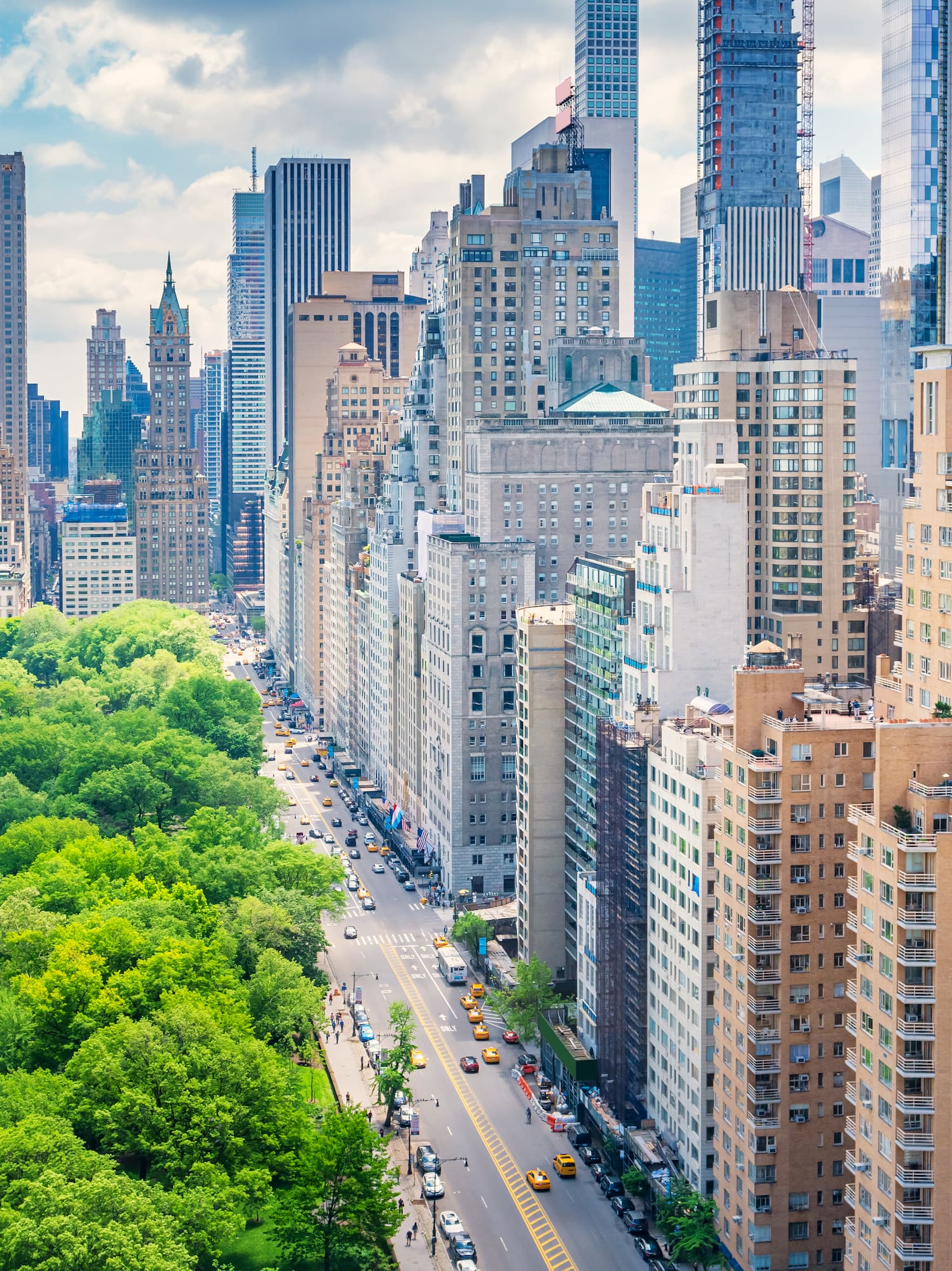 a city with trees and buildings