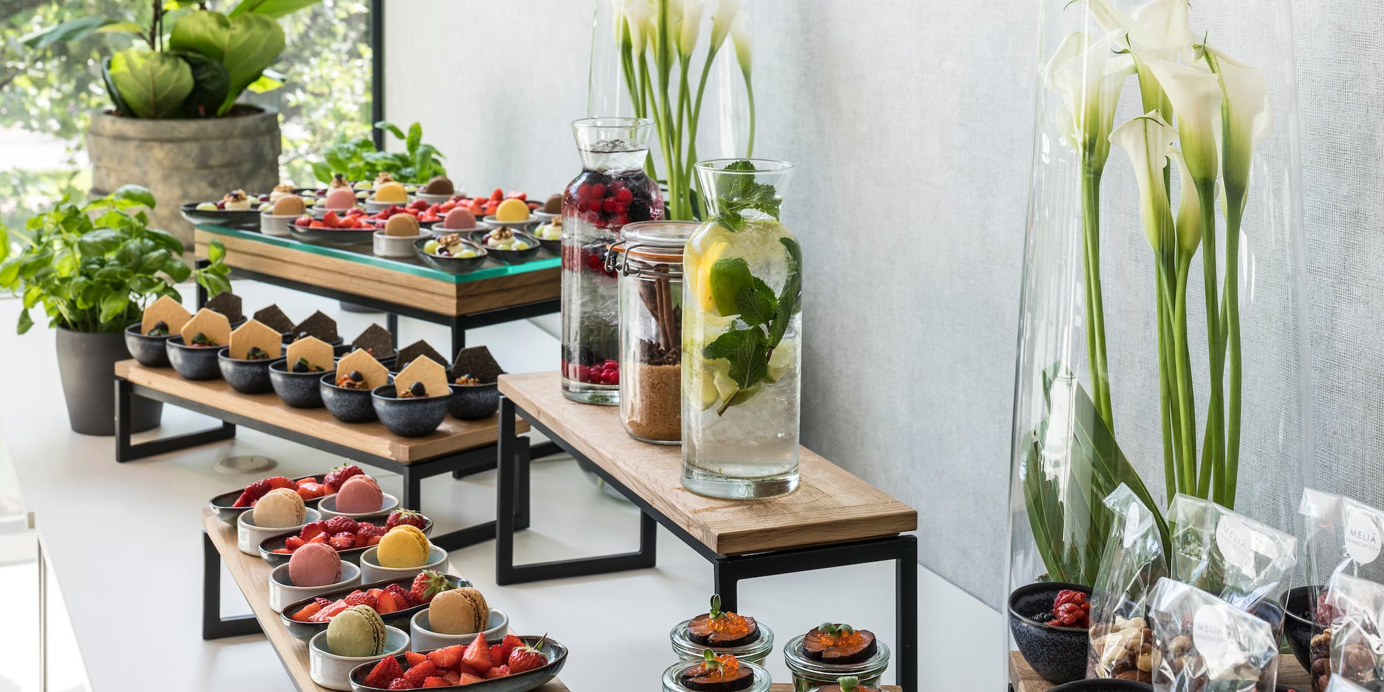 a table with different food items on it