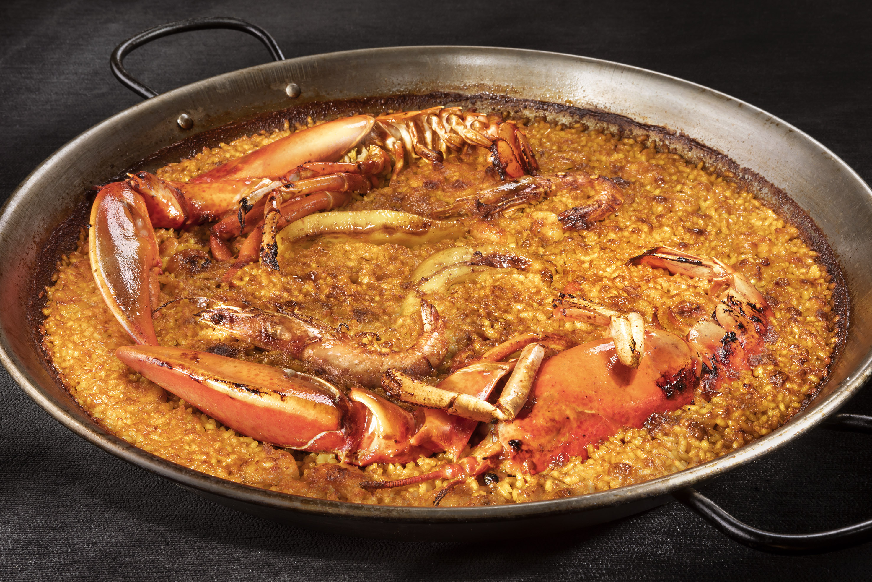 a large pan of food