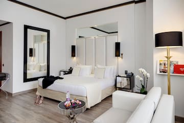 a room with a bed and a couch