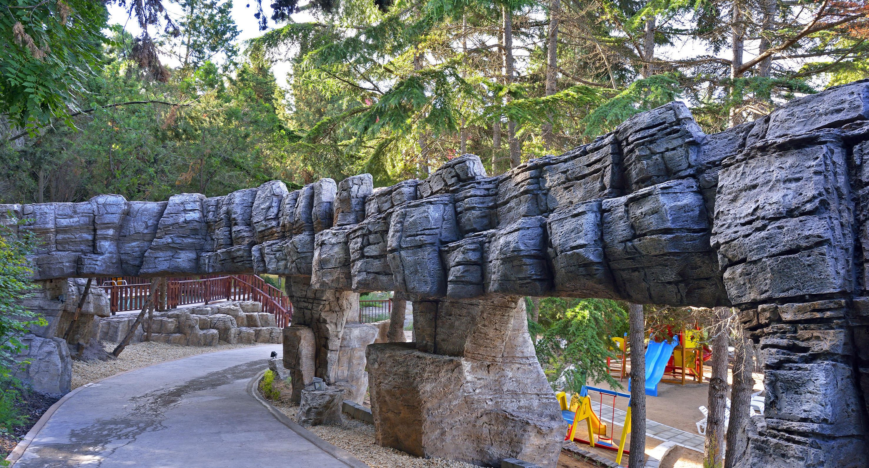 a stone bridge with a bridge over it