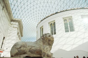a statue of a lion in a building